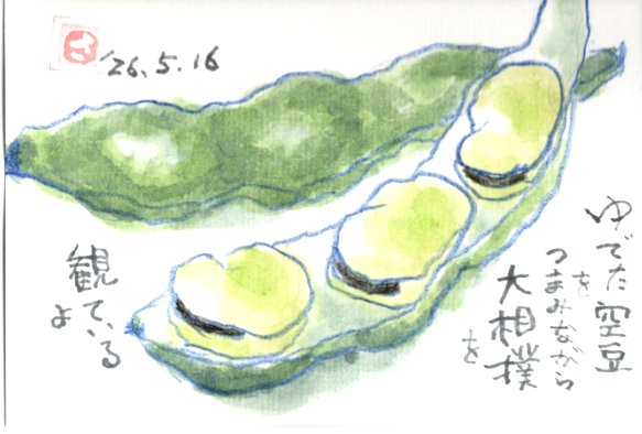 そら豆を描いたはがき